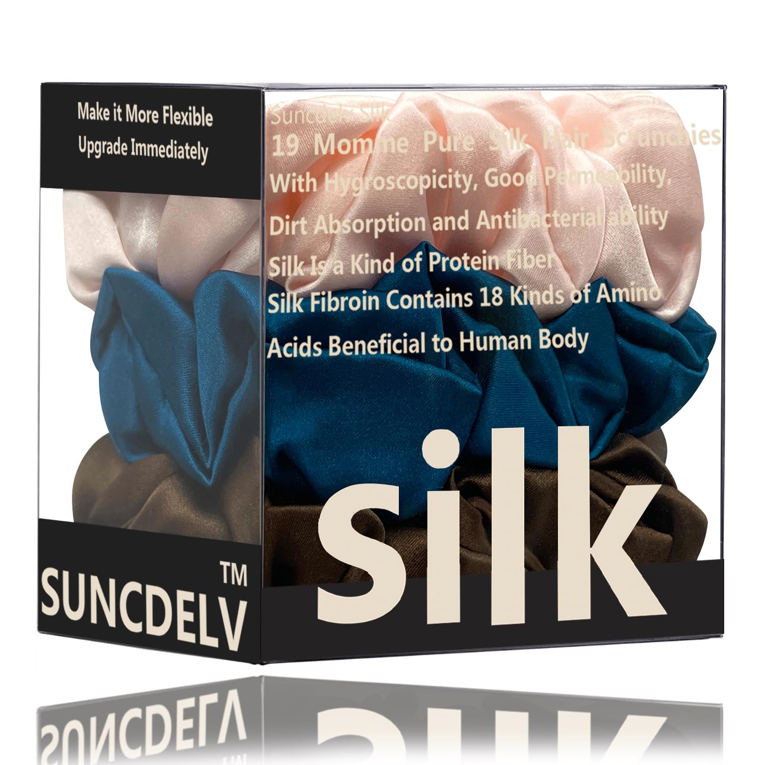 Silk Hair Towel, Friction-Resistant, Amino Acid-Rich, Durable, Breathable (6PCS(Bean Paste, Rose Gold, Rice White))